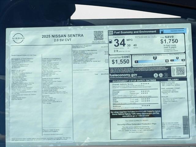 new 2025 Nissan Sentra car, priced at $22,621