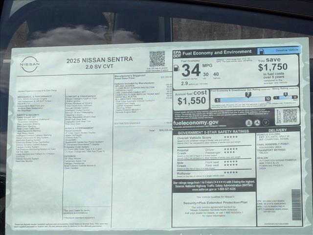 new 2025 Nissan Sentra car, priced at $24,324