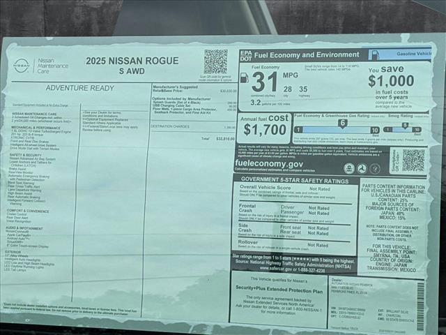 new 2025 Nissan Rogue car, priced at $31,498