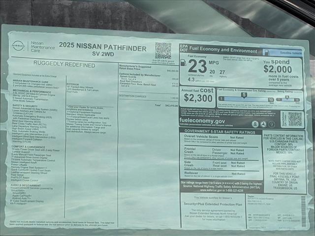 new 2025 Nissan Pathfinder car, priced at $40,007