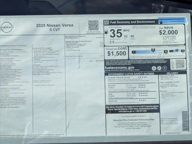 new 2025 Nissan Versa car, priced at $20,543