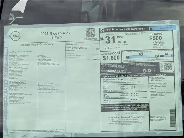 new 2026 Nissan Kicks car, priced at $24,455