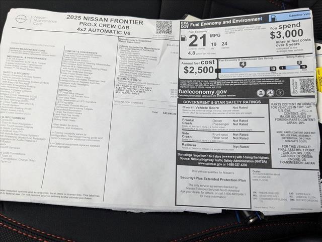 new 2025 Nissan Frontier car, priced at $39,145