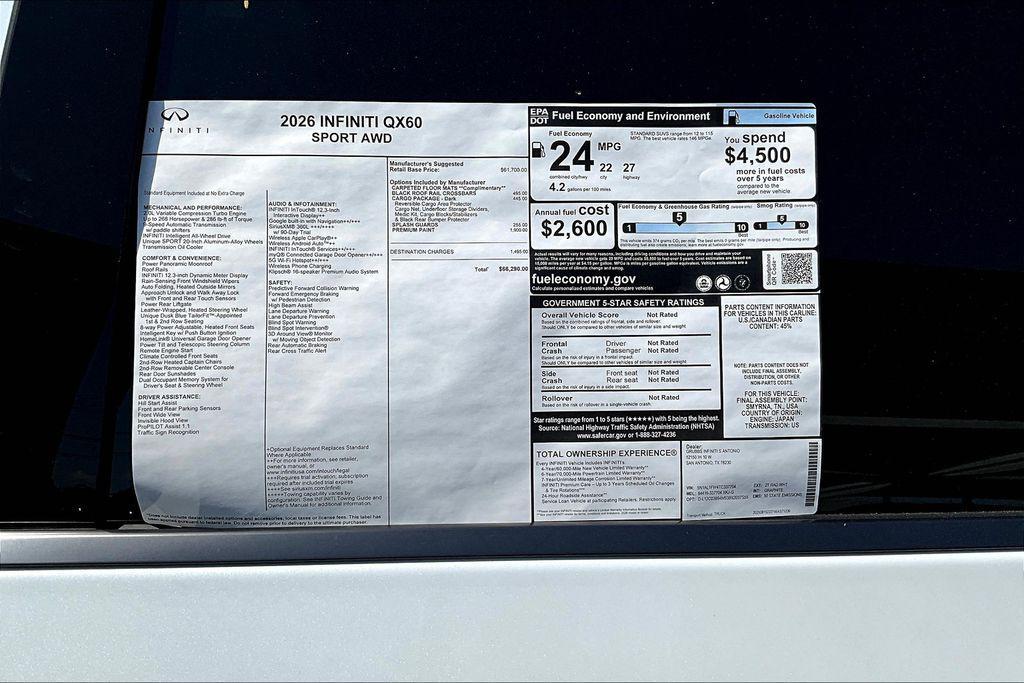 new 2026 INFINITI QX60 car, priced at $66,290