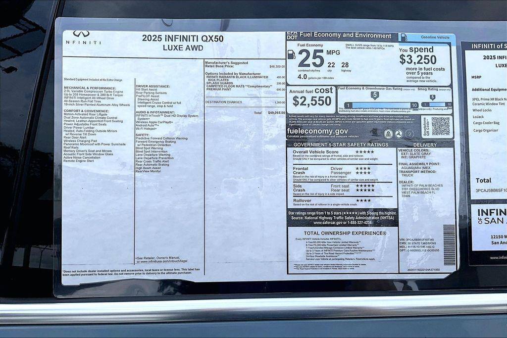 new 2025 INFINITI QX50 car, priced at $42,565