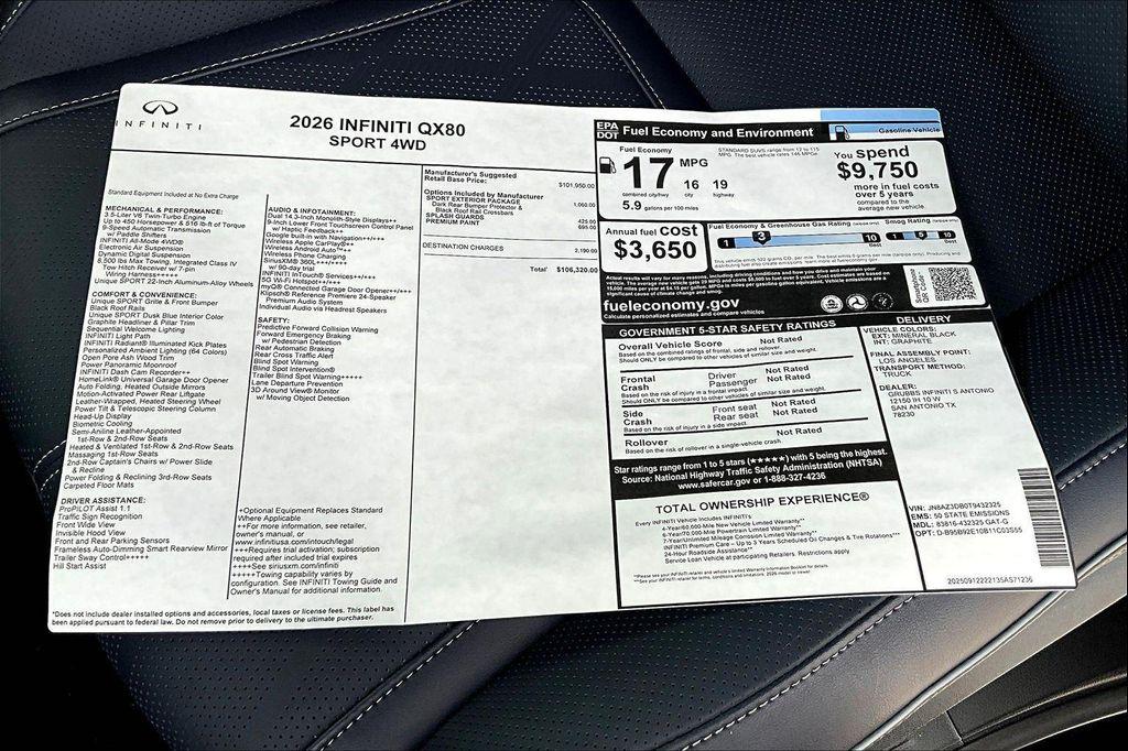 new 2026 INFINITI QX80 car, priced at $98,320