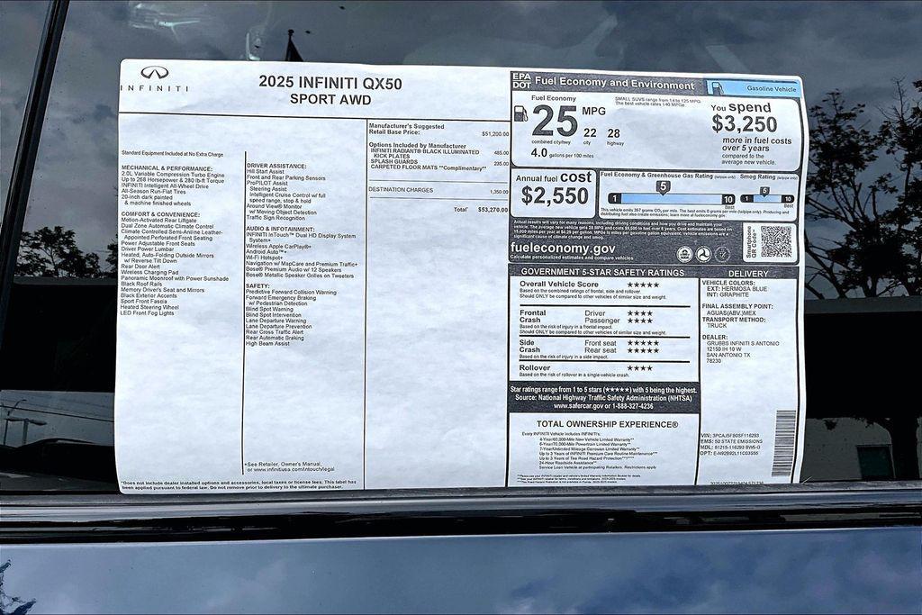new 2025 INFINITI QX50 car, priced at $46,770