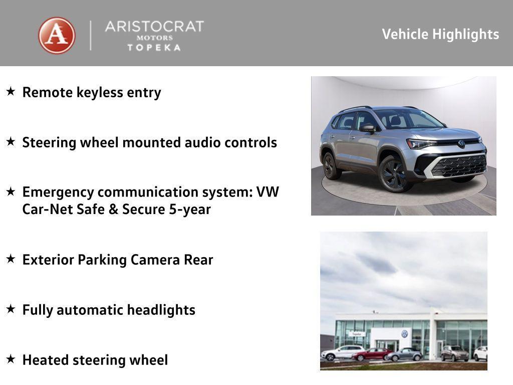 new 2025 Volkswagen Taos car, priced at $26,643