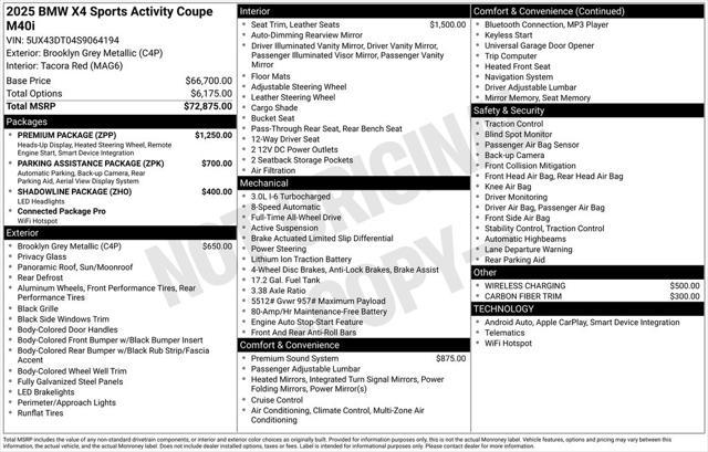 new 2025 BMW X4 car, priced at $74,520