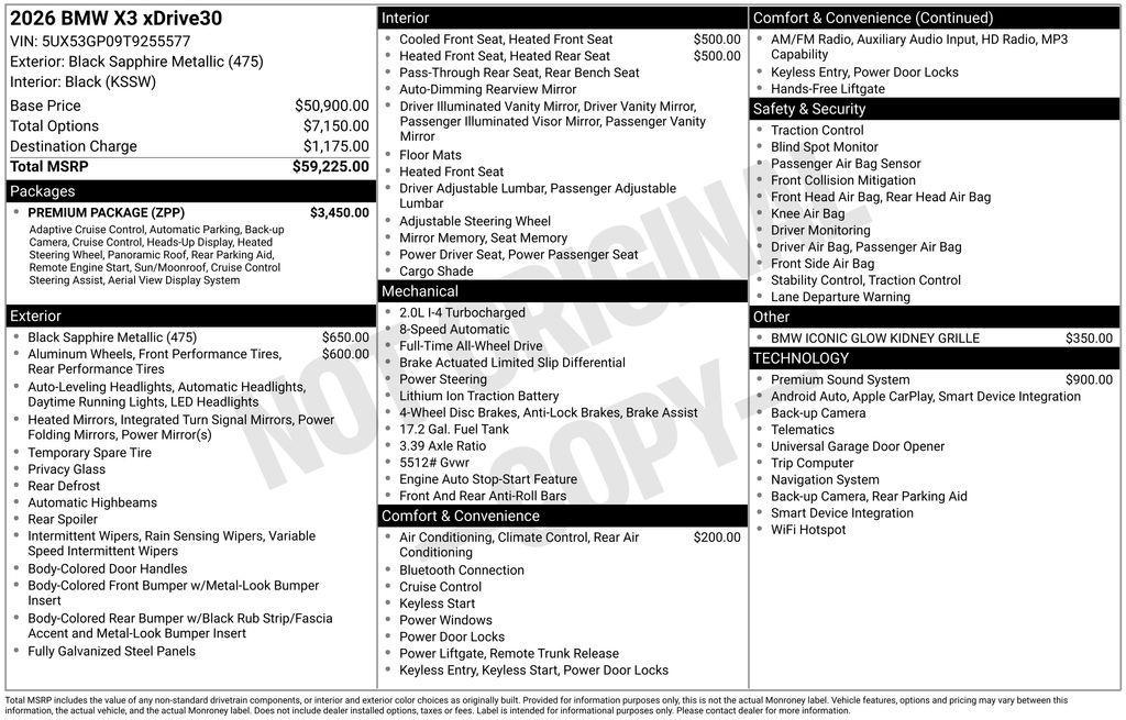 new 2026 BMW X3 car, priced at $59,765