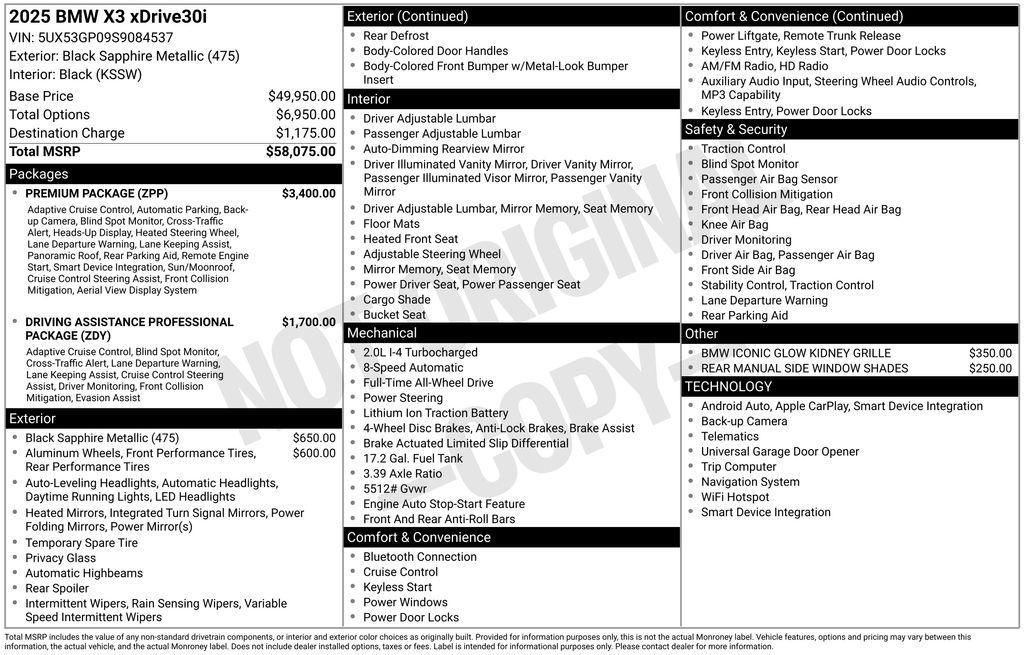 new 2025 BMW X3 car, priced at $58,375