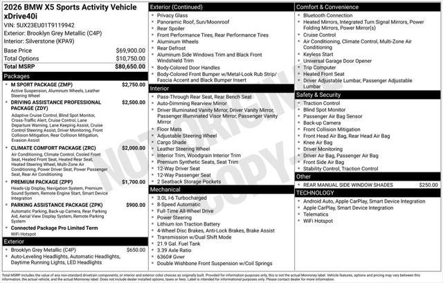 new 2026 BMW X5 car, priced at $82,625