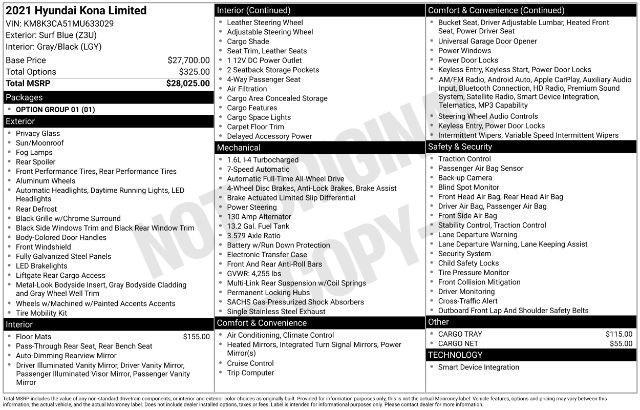 used 2021 Hyundai Kona car, priced at $17,300