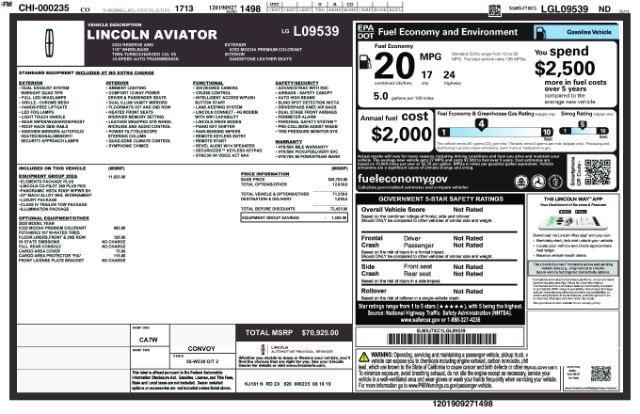 used 2020 Lincoln Aviator car, priced at $31,900