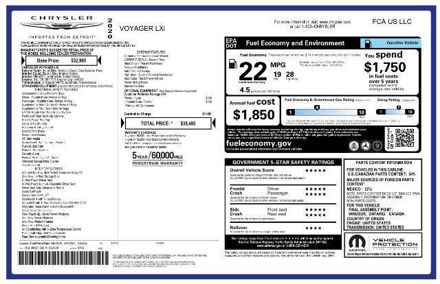 used 2020 Chrysler Voyager car, priced at $13,400