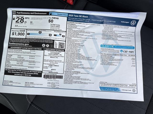 new 2025 Volkswagen Taos car, priced at $32,138