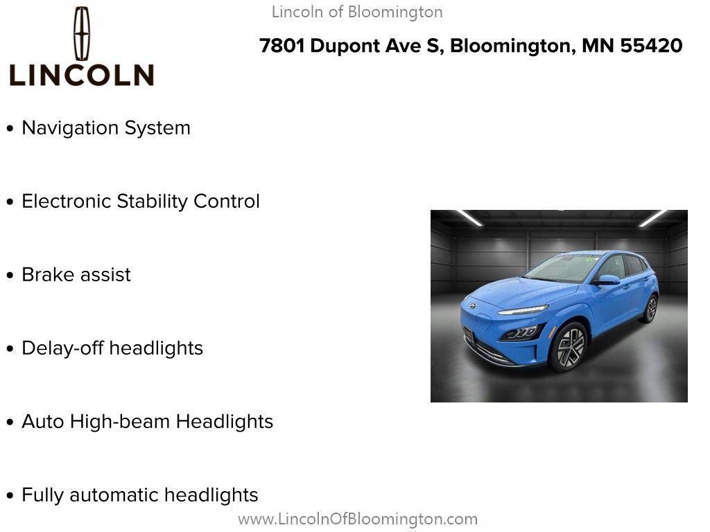 used 2022 Hyundai Kona EV car, priced at $20,675