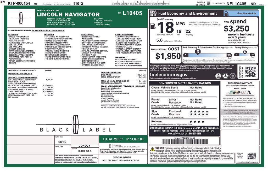 used 2022 Lincoln Navigator car, priced at $63,778