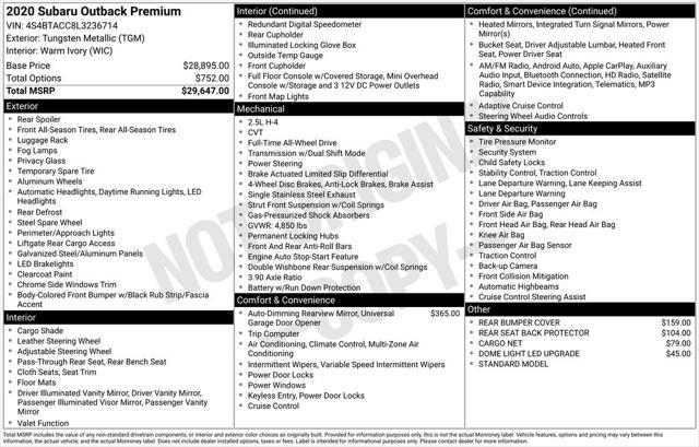 used 2020 Subaru Outback car, priced at $15,995