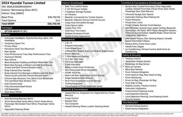 used 2024 Hyundai Tucson car, priced at $25,835