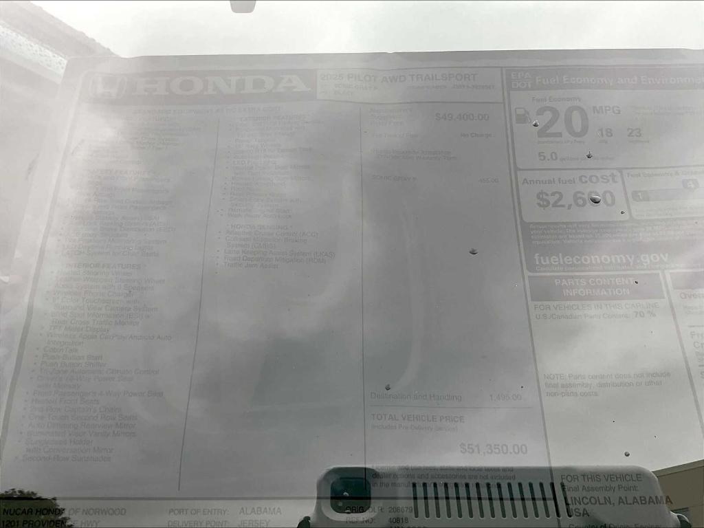 new 2025 Honda Pilot car, priced at $49,009