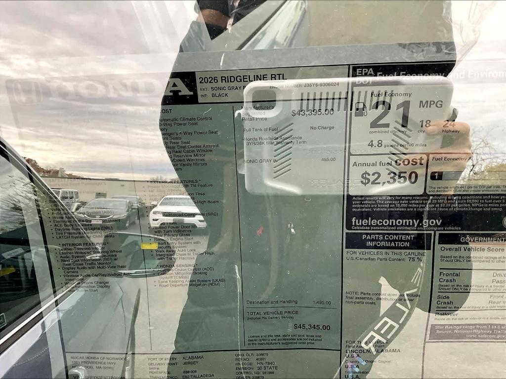 new 2026 Honda Ridgeline car, priced at $45,345