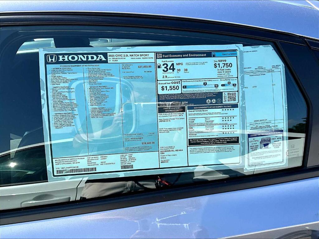 new 2025 Honda Civic car, priced at $28,600