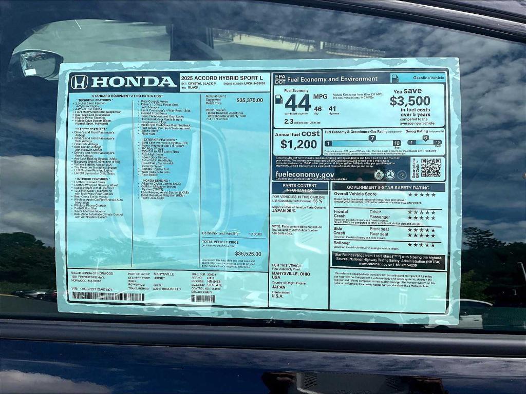 new 2025 Honda Accord Hybrid car, priced at $34,986