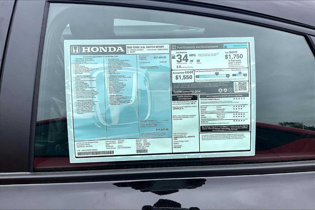 new 2025 Honda Civic car, priced at $28,600