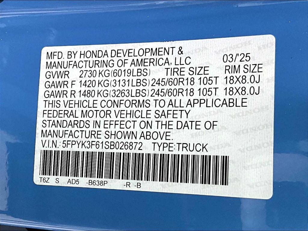 new 2025 Honda Ridgeline car, priced at $44,943