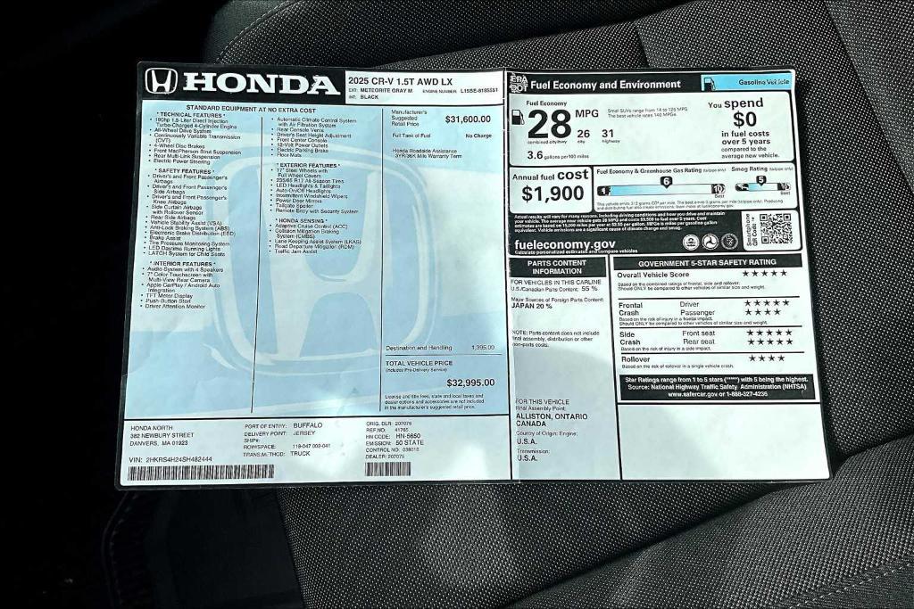 new 2025 Honda CR-V car, priced at $32,995