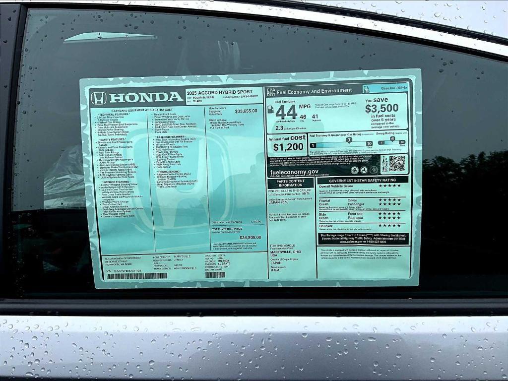 new 2025 Honda Accord Hybrid car, priced at $34,804