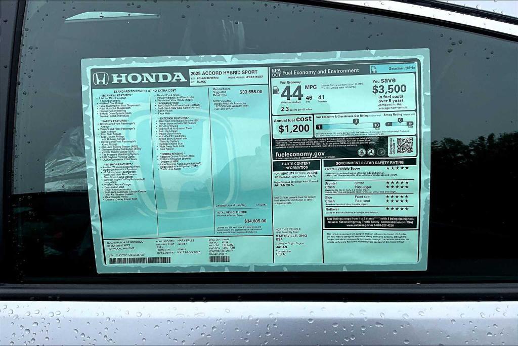new 2025 Honda Accord Hybrid car, priced at $34,805
