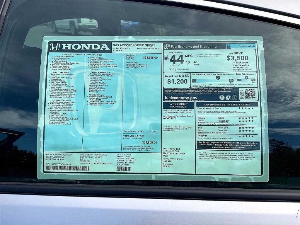 new 2025 Honda Accord Hybrid car, priced at $34,805