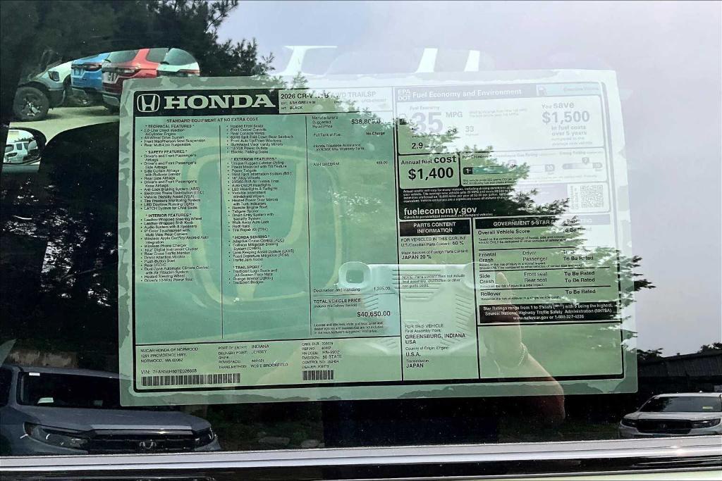 new 2026 Honda CR-V Hybrid car, priced at $40,299