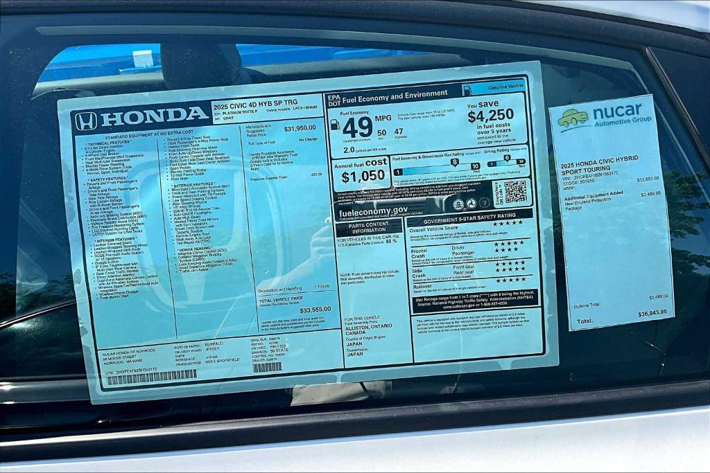 new 2025 Honda Civic Hybrid car, priced at $33,204