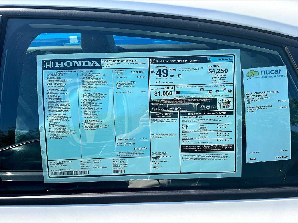 new 2025 Honda Civic Hybrid car, priced at $31,654