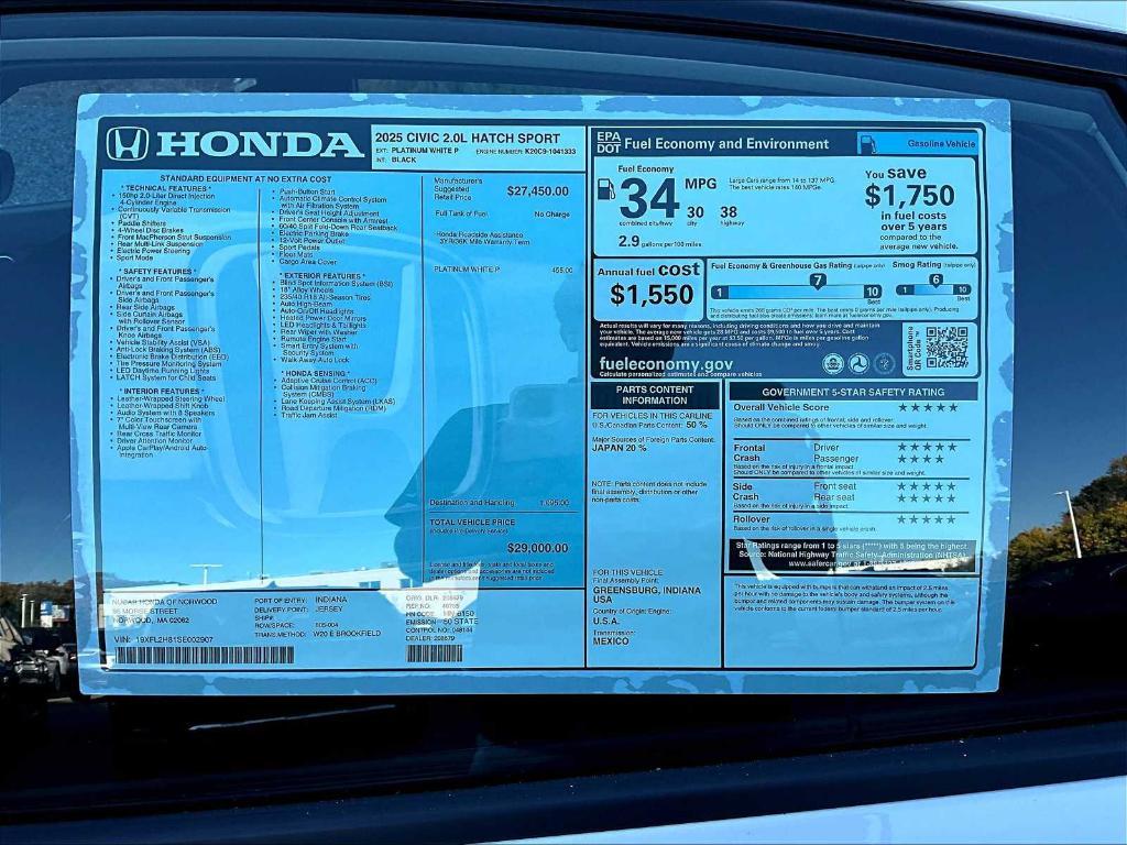 new 2025 Honda Civic car, priced at $29,000