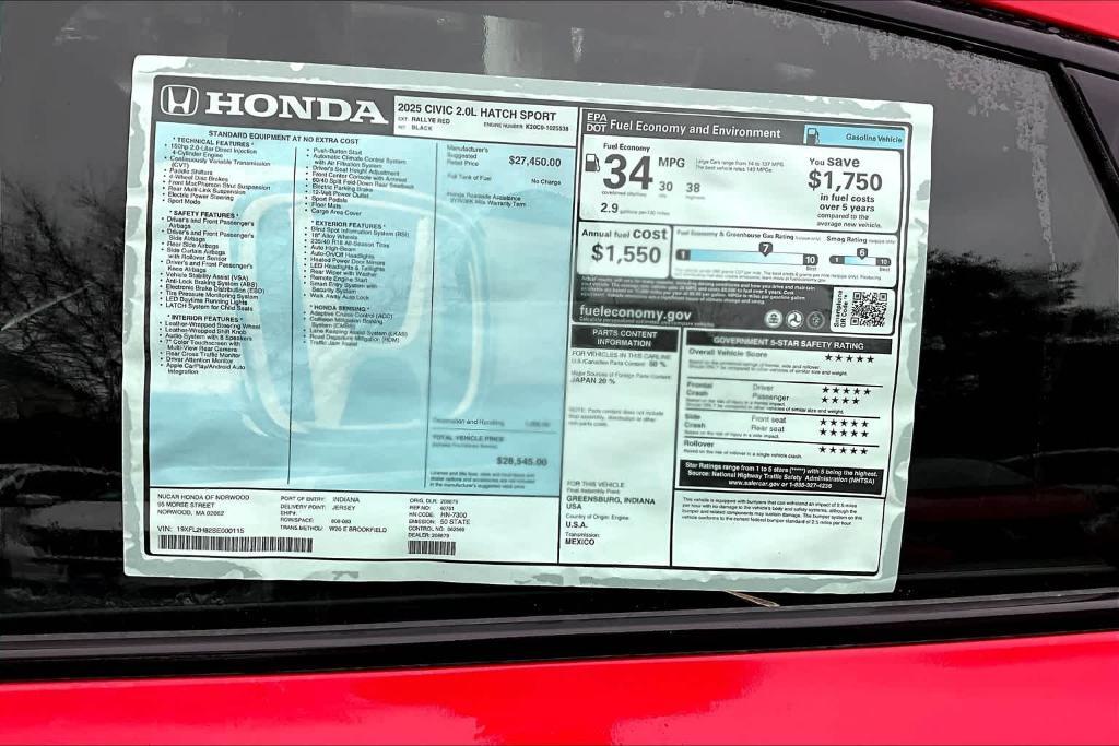 new 2025 Honda Civic car, priced at $28,545