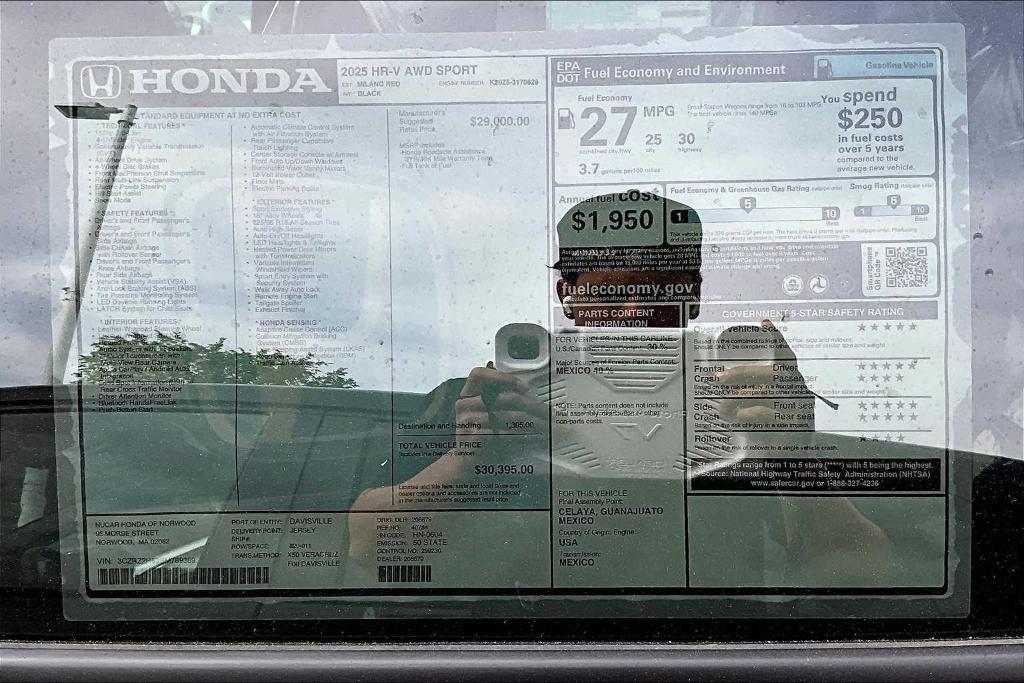 new 2025 Honda HR-V car, priced at $30,395