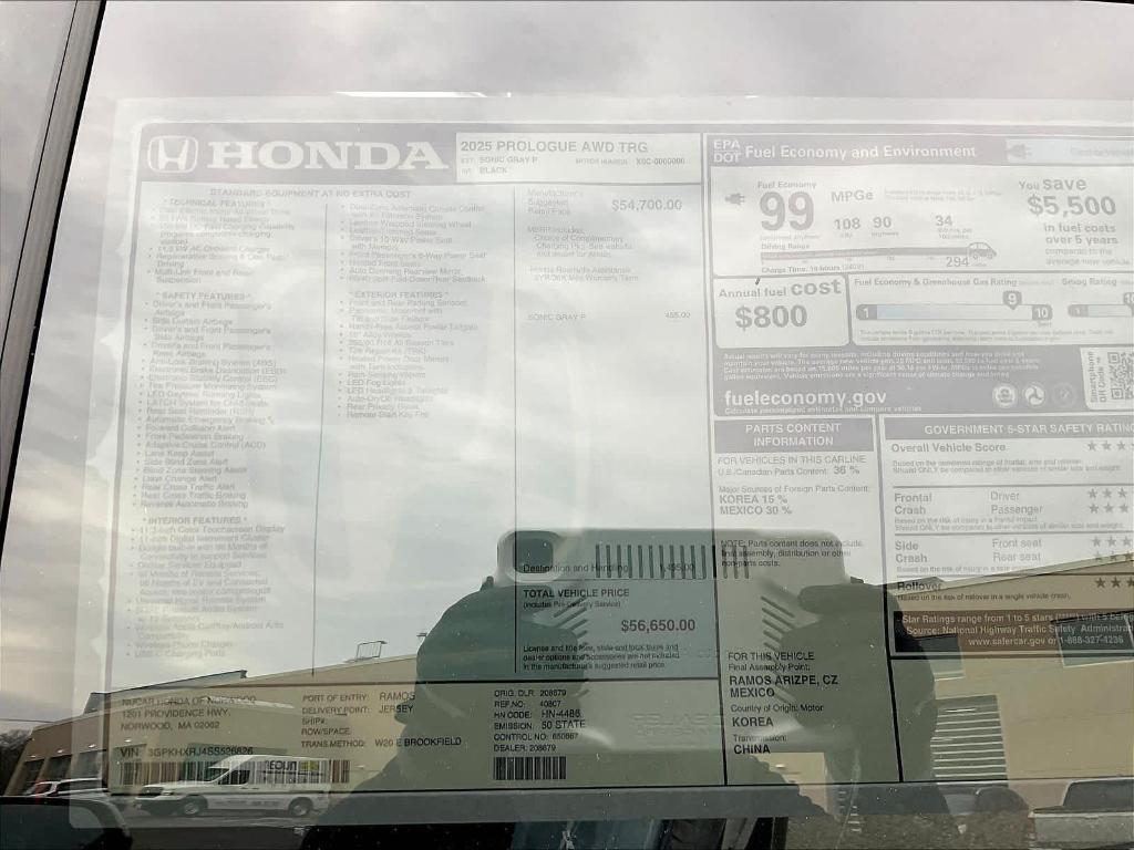 new 2025 Honda Prologue car, priced at $52,510