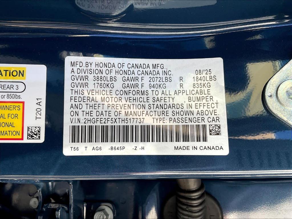 new 2026 Honda Civic car, priced at $28,245