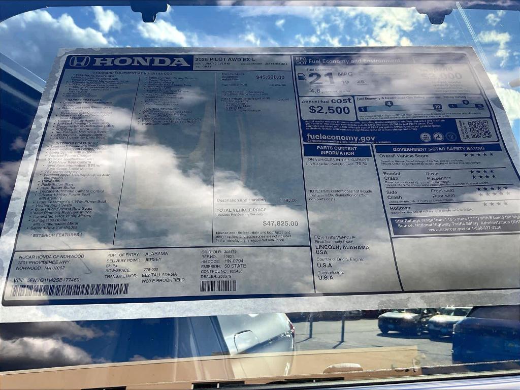 new 2025 Honda Pilot car, priced at $47,825