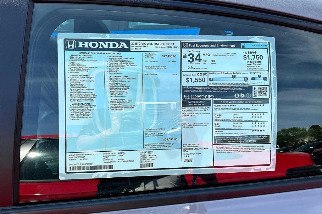 new 2025 Honda Civic car, priced at $29,055