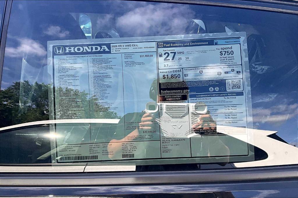 new 2026 Honda HR-V car, priced at $32,657