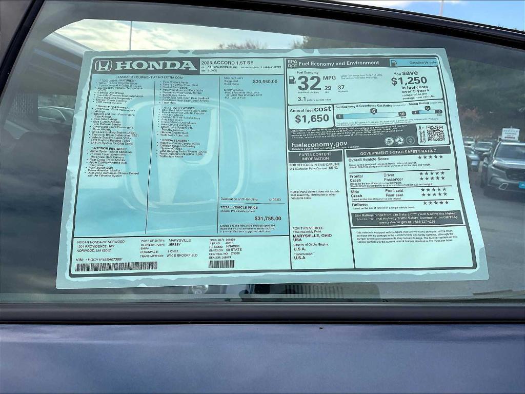 new 2025 Honda Accord car, priced at $30,520