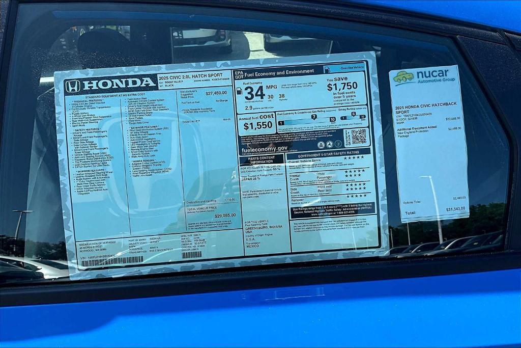 new 2025 Honda Civic car, priced at $29,055