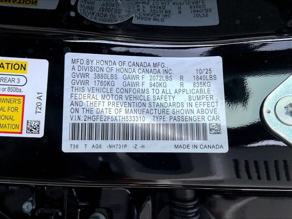 new 2026 Honda Civic car, priced at $27,790