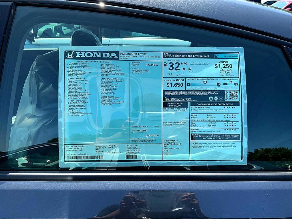 new 2025 Honda Accord car, priced at $30,459