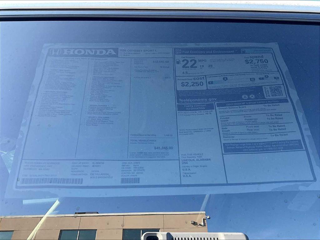 new 2026 Honda Odyssey car, priced at $44,295